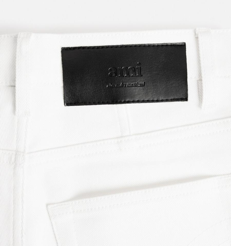 White Ami Paris Cropped Slim Fit Denim | ami_IE247