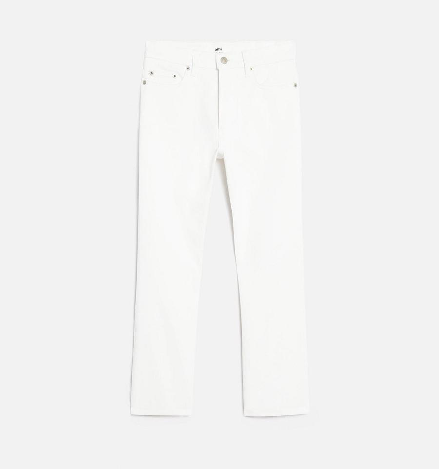 White Ami Paris Cropped Slim Fit Denim | ami_IE247