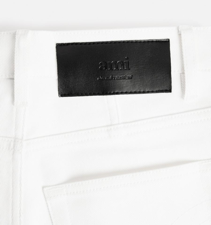 White Ami Paris Cropped Slim Fit Pants | ami_IE120