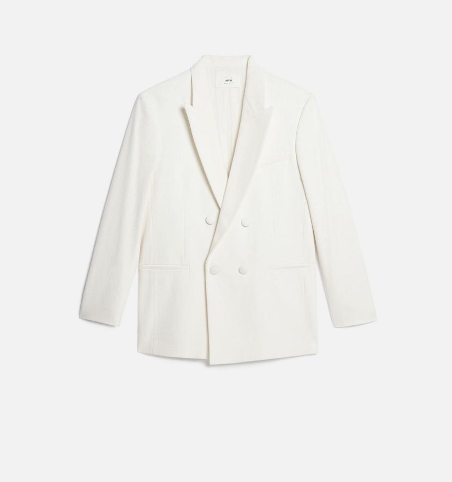 White Ami Paris Double Breasted Jackets | ami_IE189