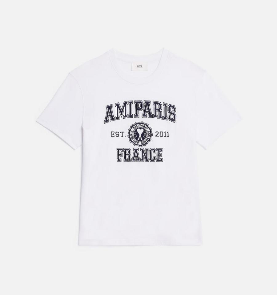 White Ami Paris France T Shirts | ami_IE539