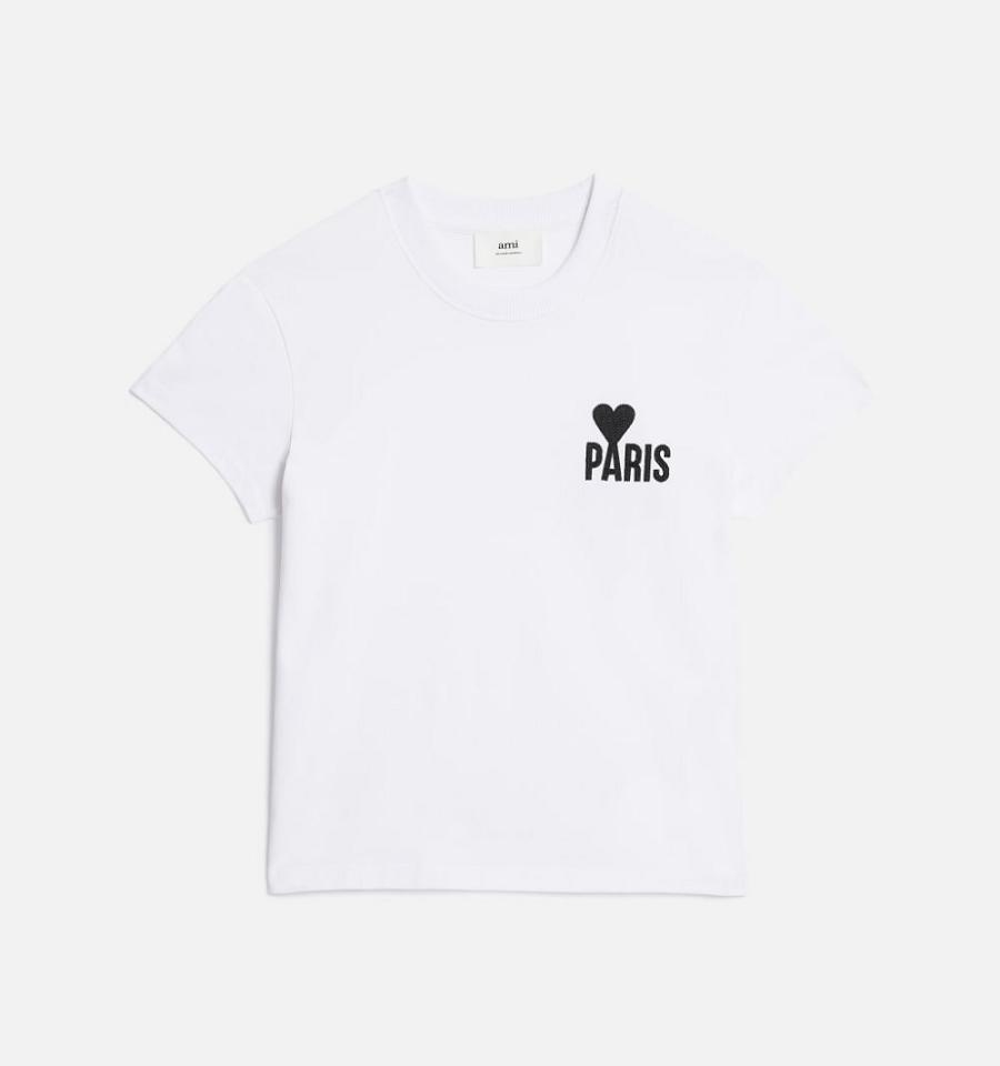 White Ami Paris Paris Ami de Coeur T Shirts | ami_IE601