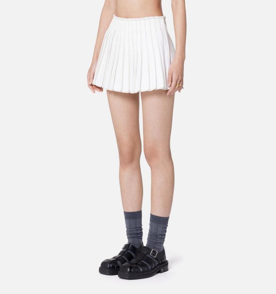 White Ami Paris Pleated Skirts | ami_IE624