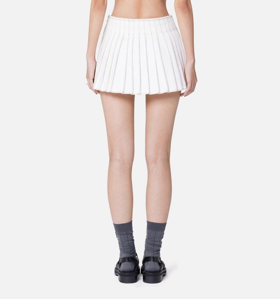 White Ami Paris Pleated Skirts | ami_IE624