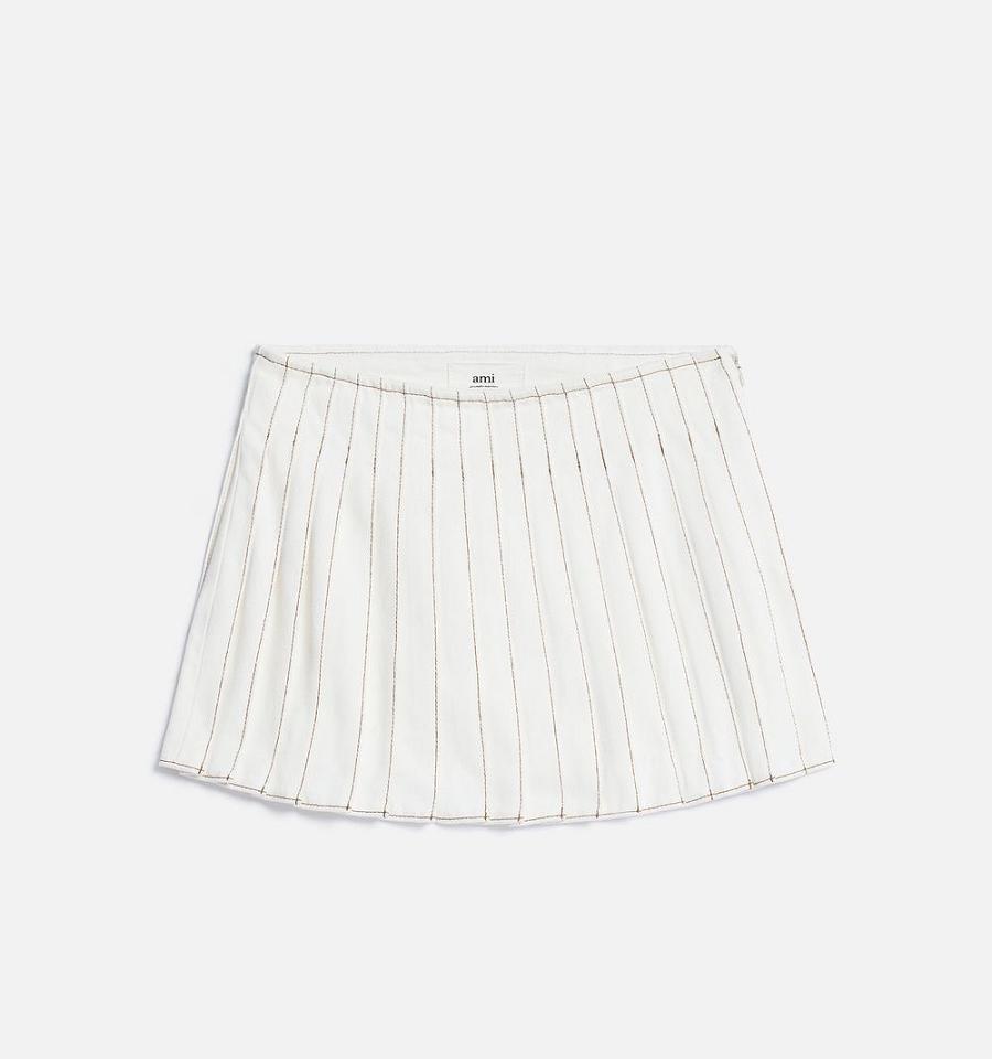 White Ami Paris Pleated Skirts | ami_IE624