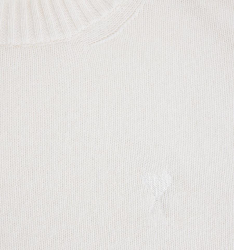 White Ami Paris Tonal Ami de Coeur Crewneck Sweaters | ami_IE441