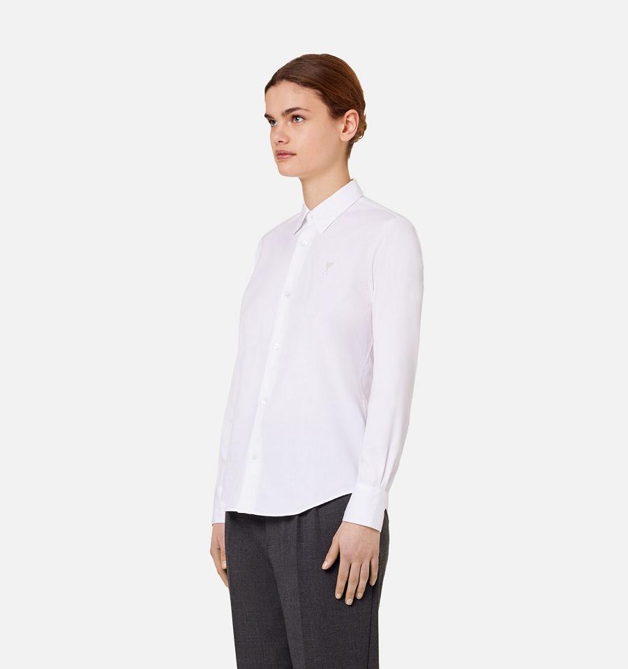 White Ami Paris Tonal Ami de Coeur Shirts | ami_IE228