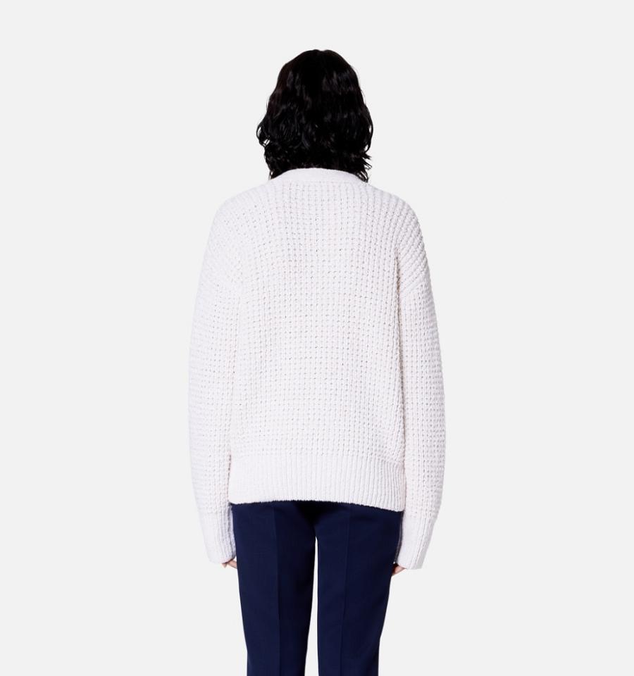 White Ami Paris Waffle Knit Cardigans | ami_IE150