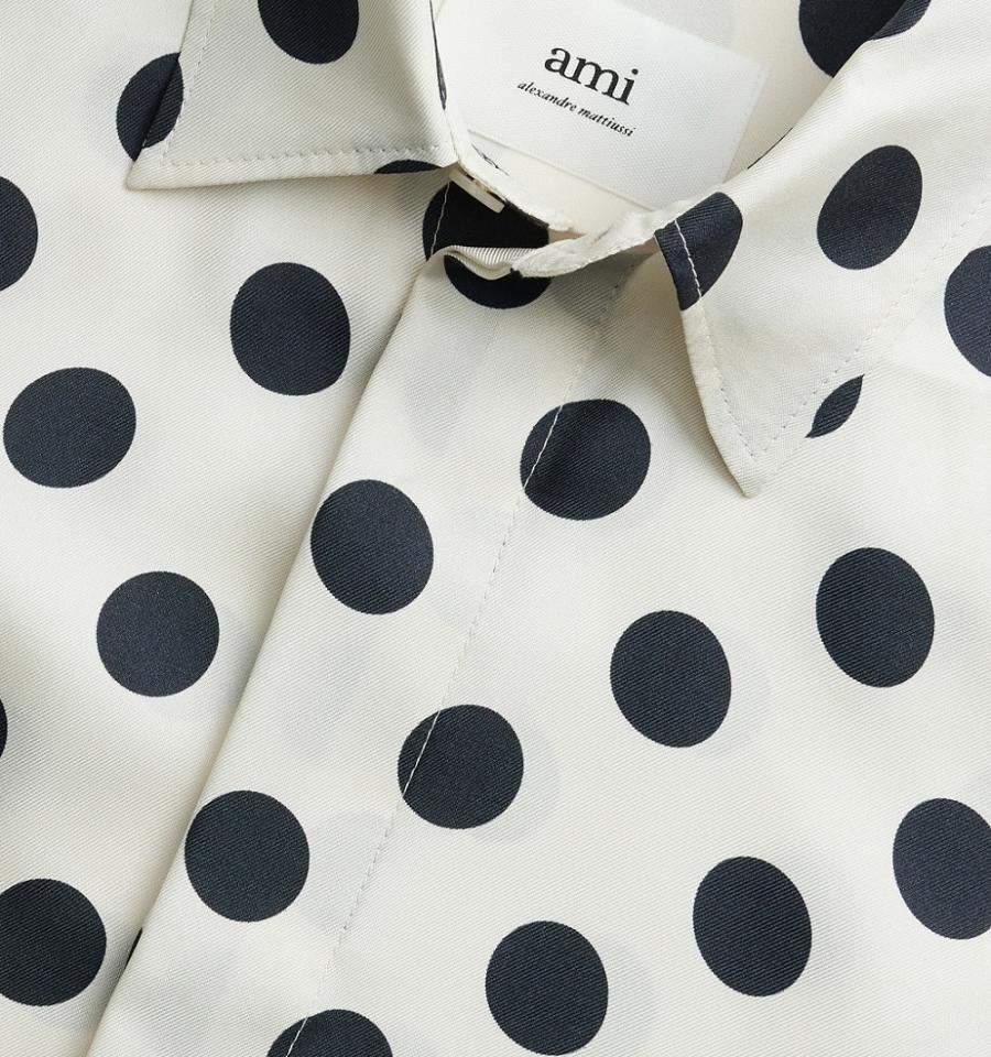 White / Navy Ami Paris Ami Fit Shirts | ami_IE142